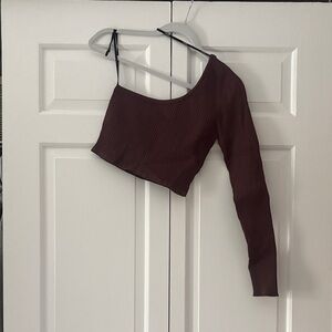 Forever 21 One-Shoulder Brown Crop Top